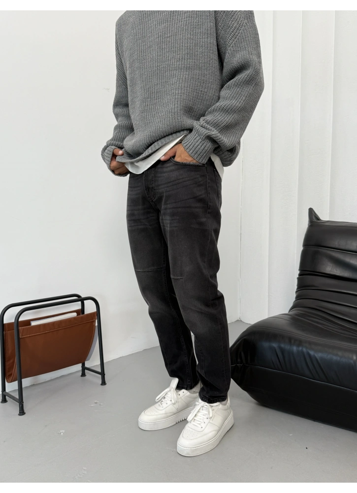 Antrasit Yıkamalı Boyfriend Jean