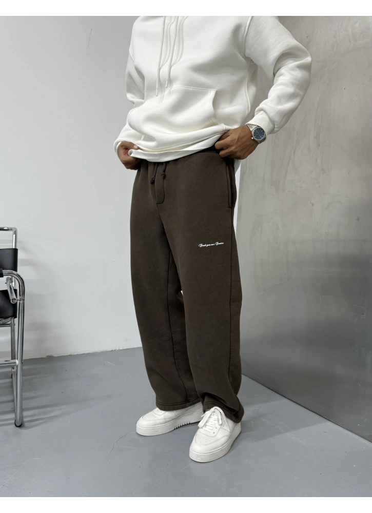 Kahve Yıkamalı Cep Detay Bol Kalıp Eşofman