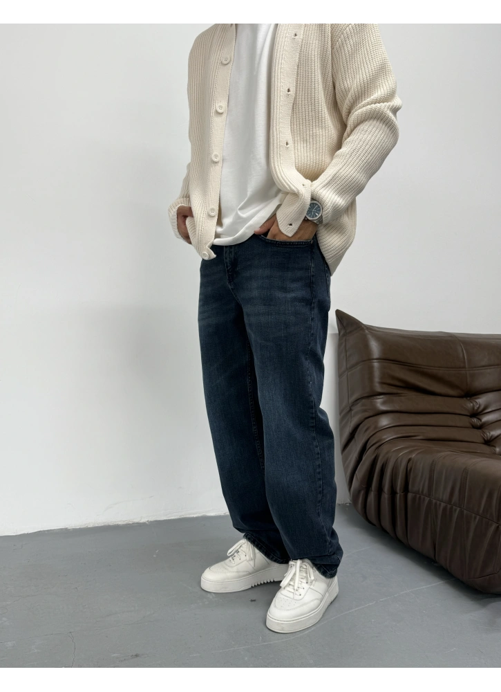 Eskitme Koyu Mavi Baggy Jean