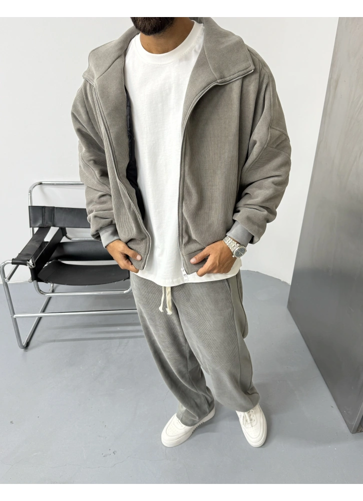 Gri Premium Oversize Ceket Takım