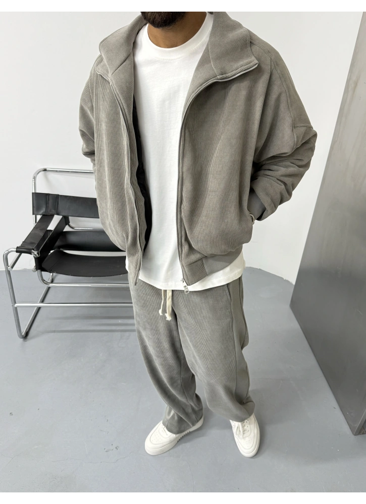 Gri Premium Oversize İçi Astarlı Ceket