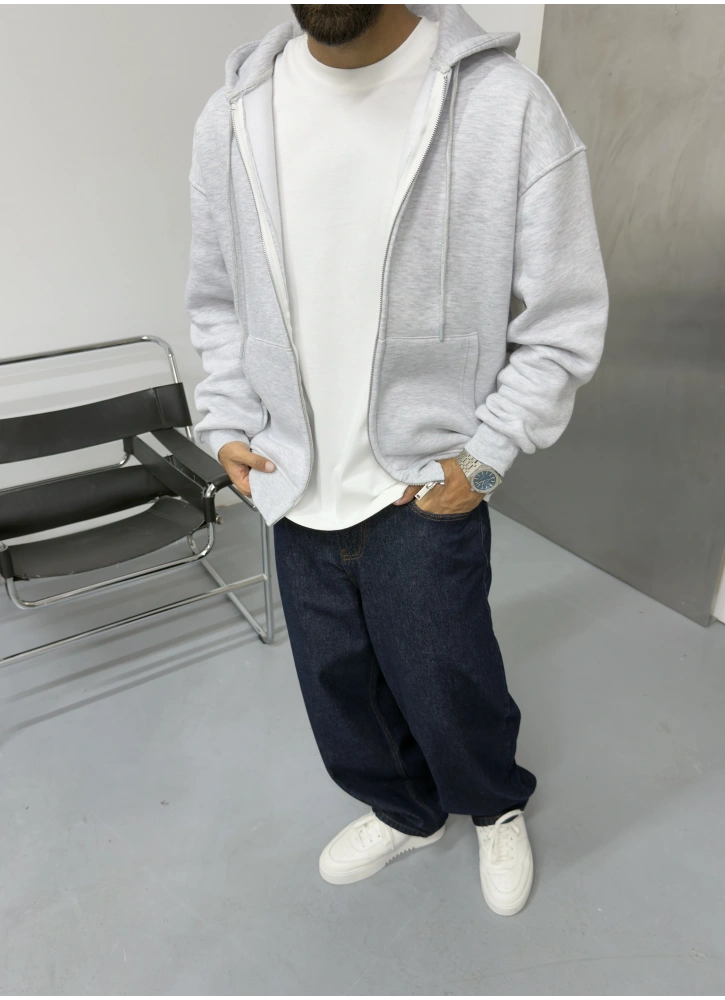 Gri Melange Premium Oversize Hırka