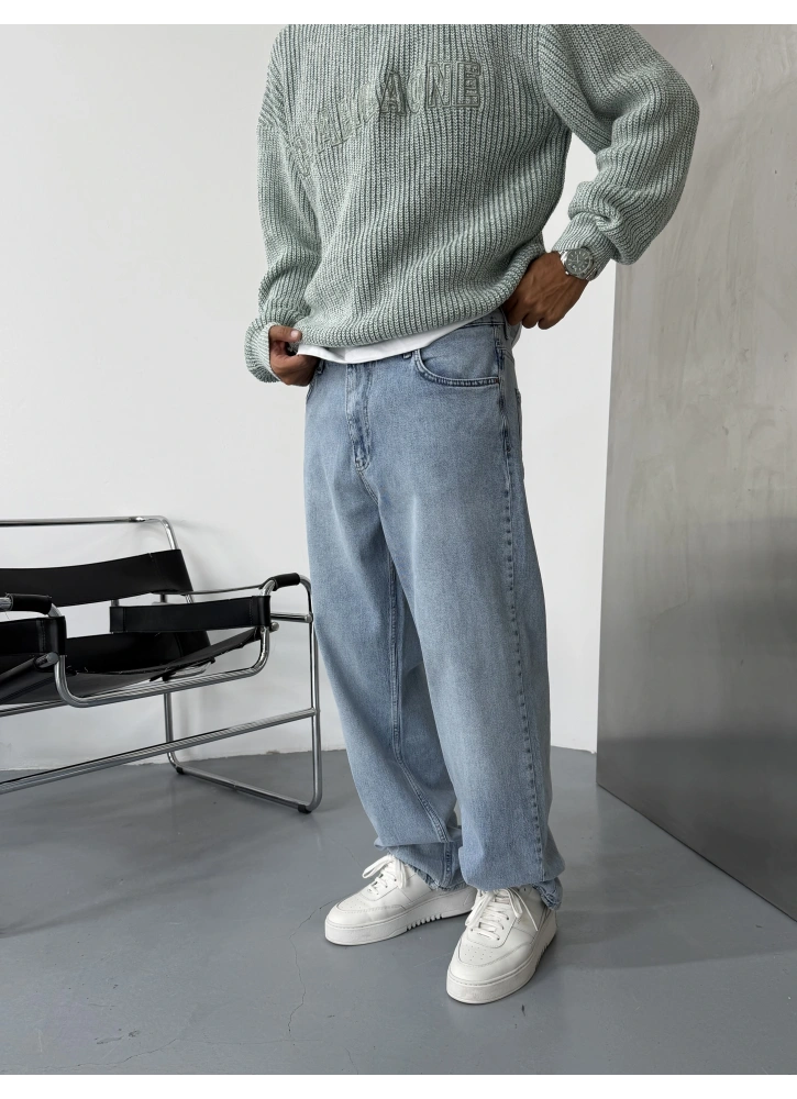 Buz Mavi Loose Fit Baggy Jean