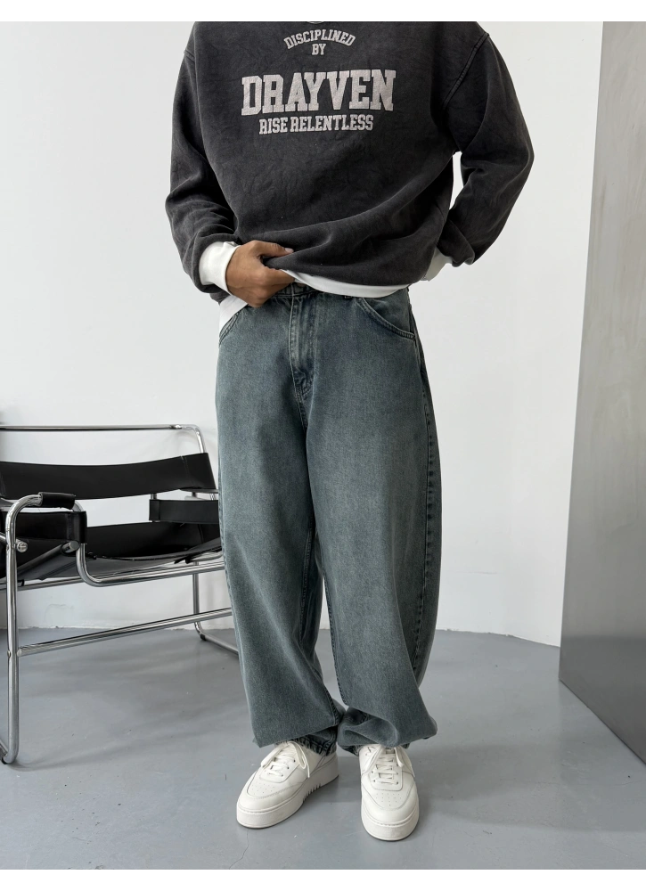 Eskitme Mavi Ekstra Bol Baggy Jean