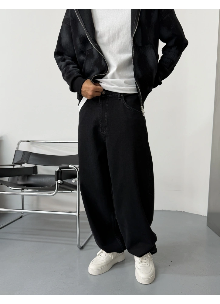 Siyah Ekstra Bol Baggy Jean