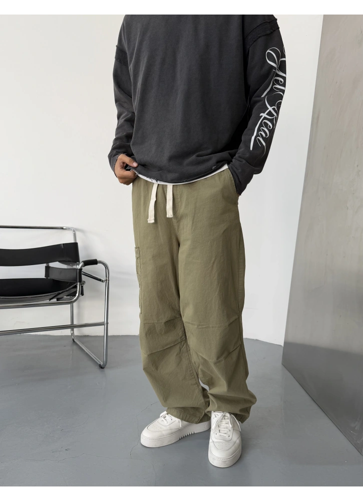 Haki Premium Gabardin Kargo Cepli Baggy