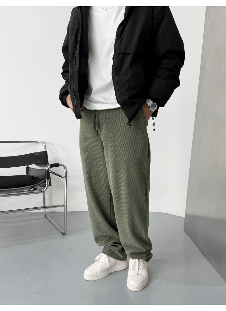 Haki Premium Kadife Bol Kalıp Eşofman