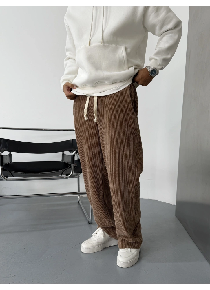 Kiremit Kadife Bol Kalıp Baggy Pantolon