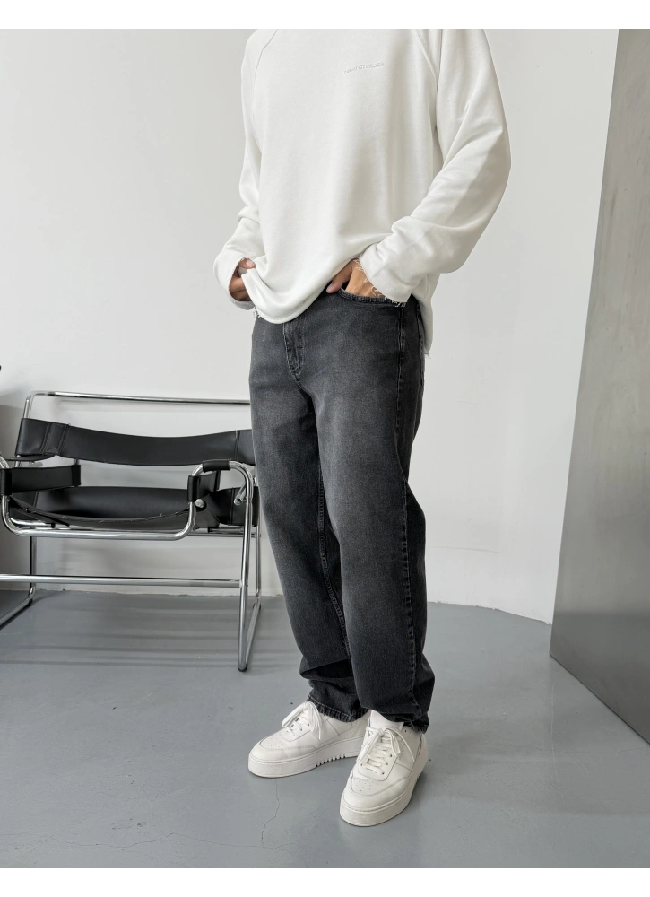 Antrasit Yıkamalı Relaxed Baggy Jean