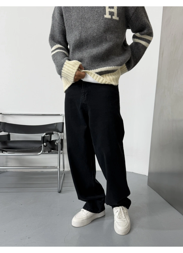 Siyah Loose Bol Kalıp Baggy Jean