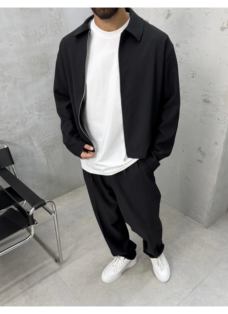 Siyah Premium Kumaş Casual Takım