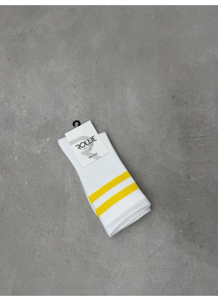 Beyaz Sarı Çizgili Çorap