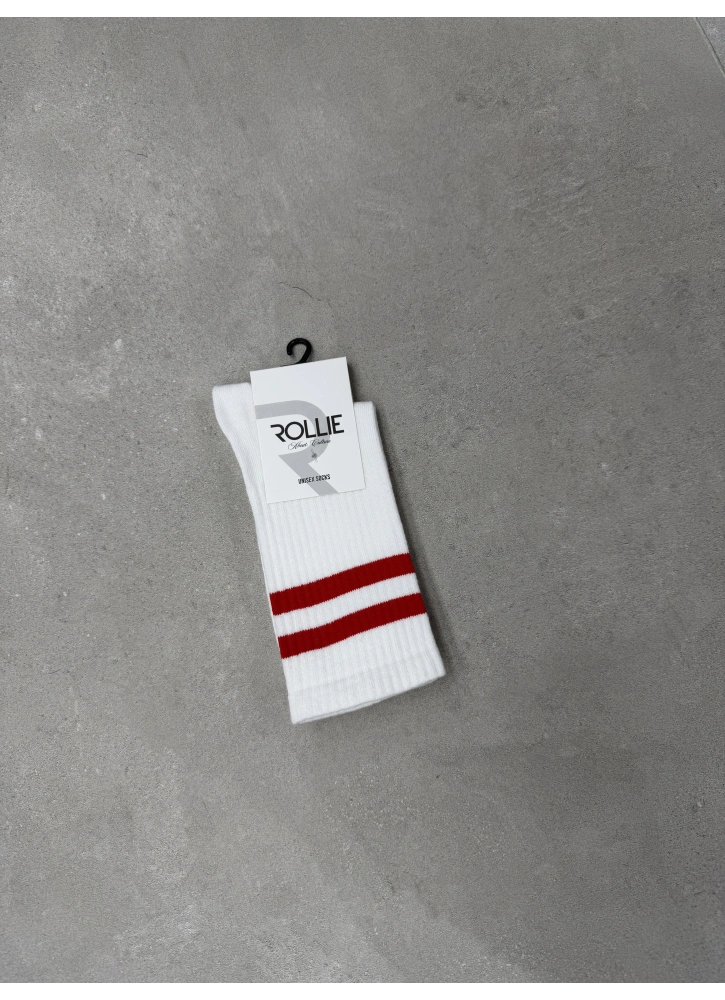 Beyaz Kırmızı Çizgili Çorap
