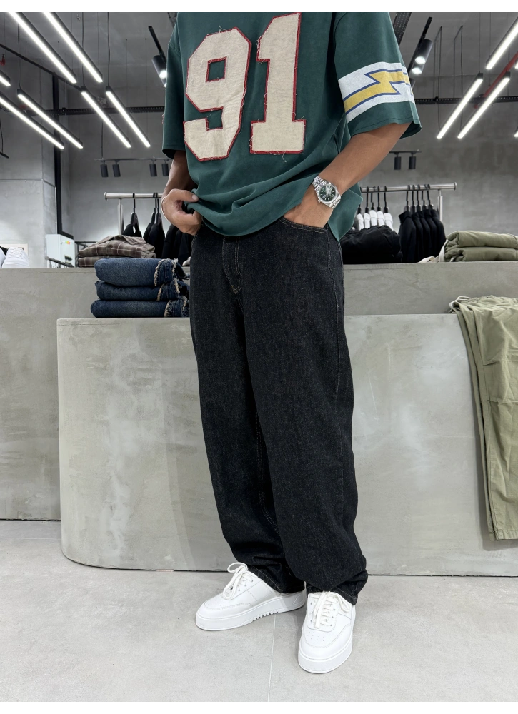 Siyah Bol Kalıp Baggy Jean