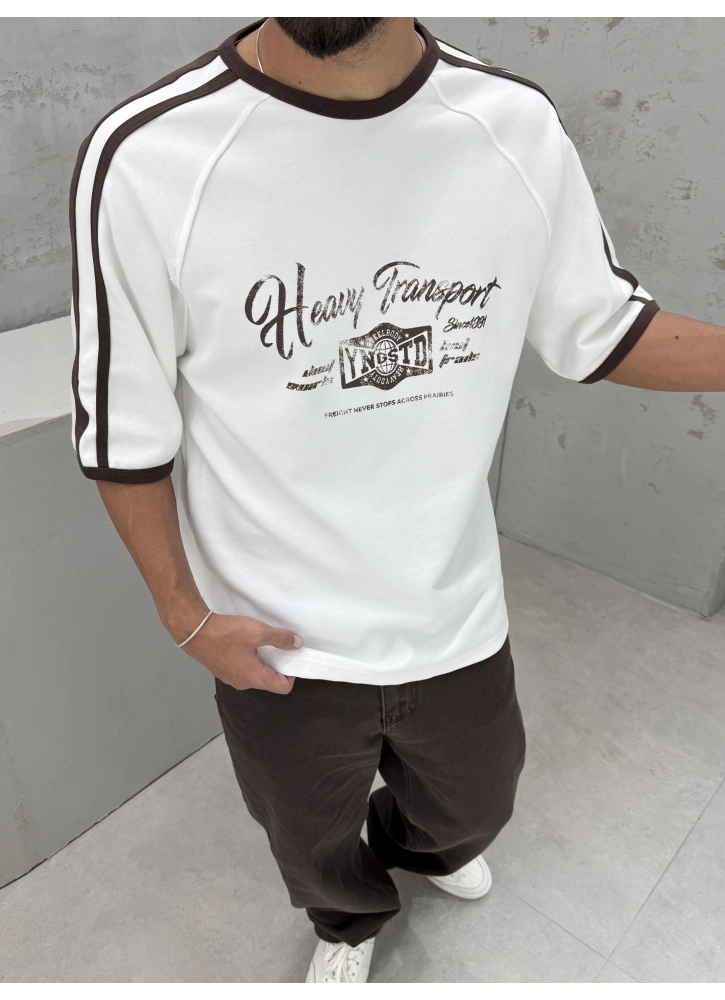 Heavy Kahve Baskılı Oversize T-Shirt