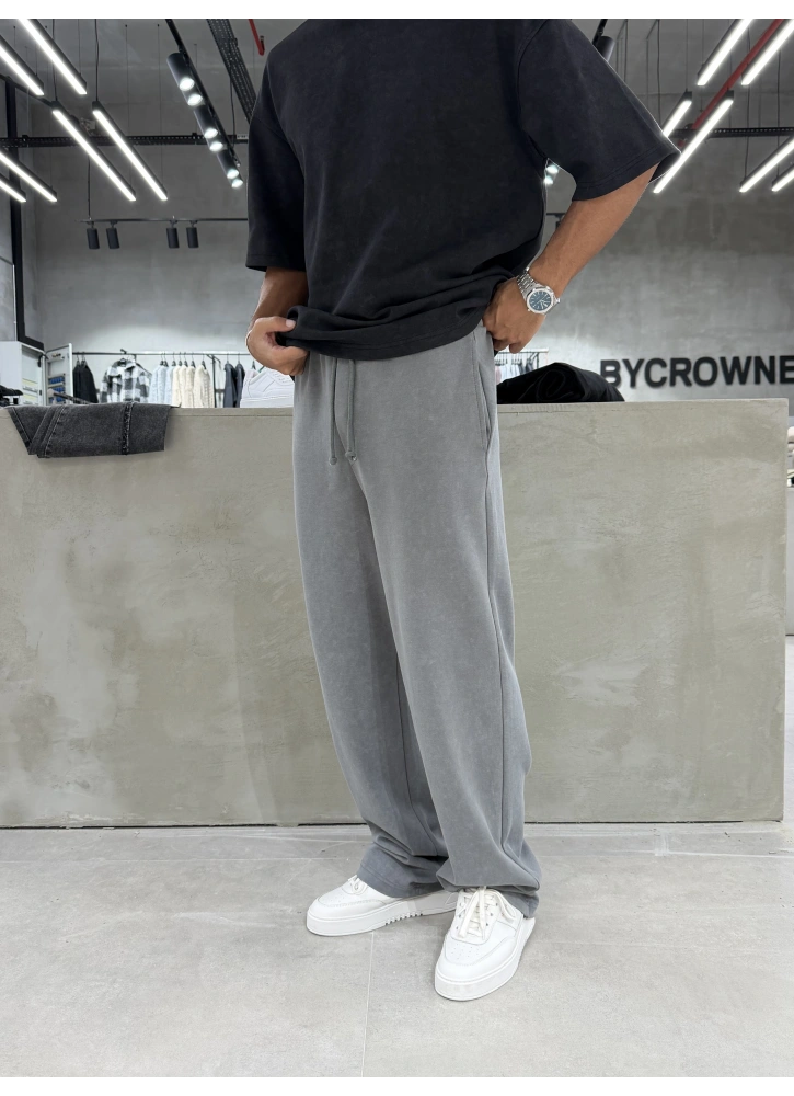 Gri Yıkamalı Basic Baggy Eşofman