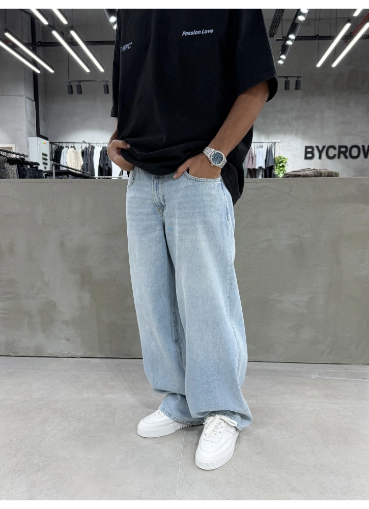Buz Mavi Denim Süper Baggy