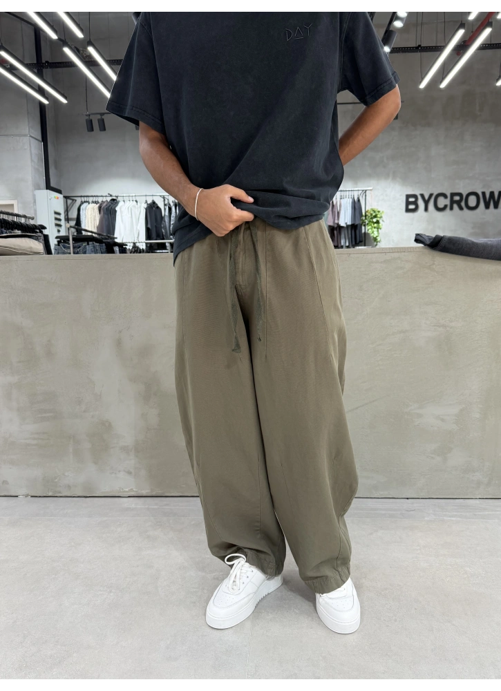 Haki Premium Pileli Süper Baggy