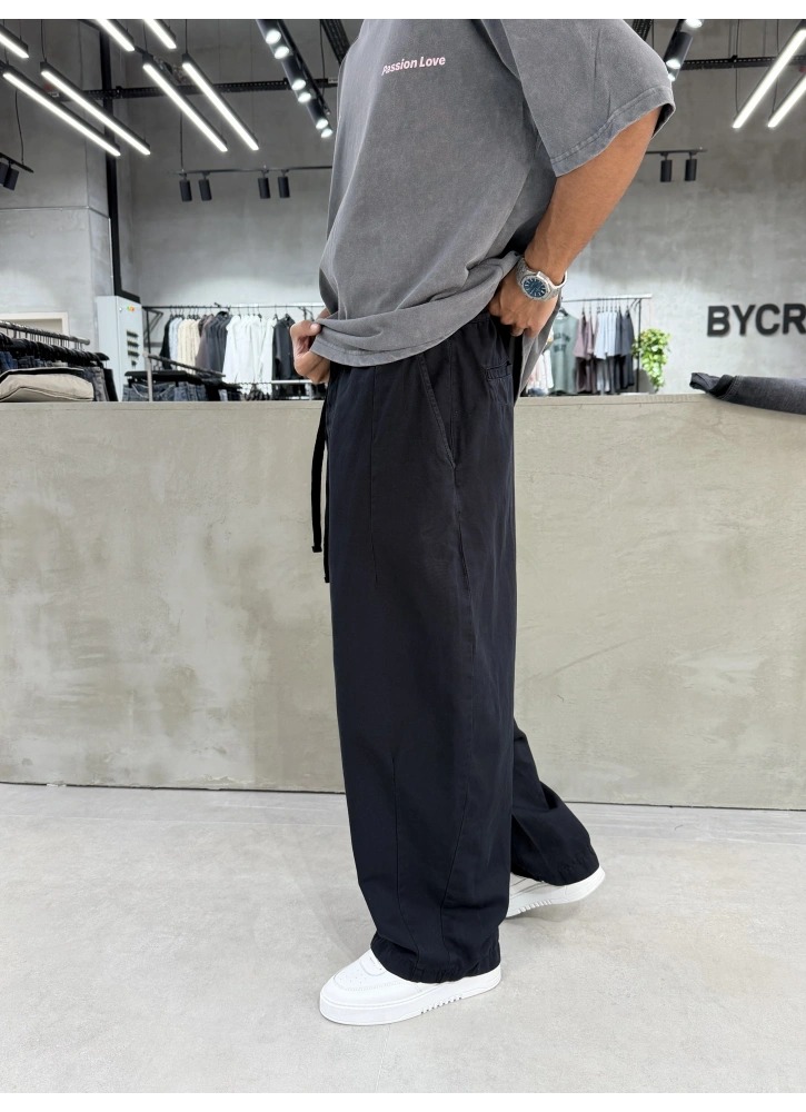 Siyah Premium Pileli Süper Baggy