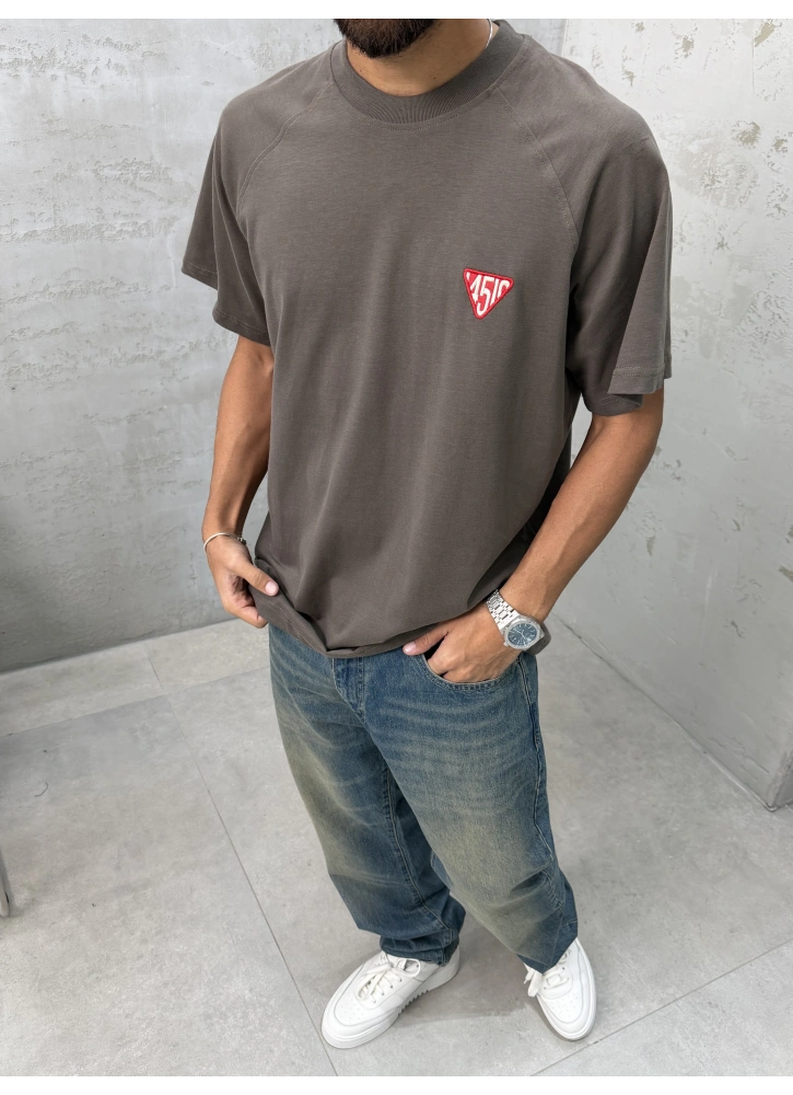 Kahve Süper Minimal Baskılı Oversize T-Shirt