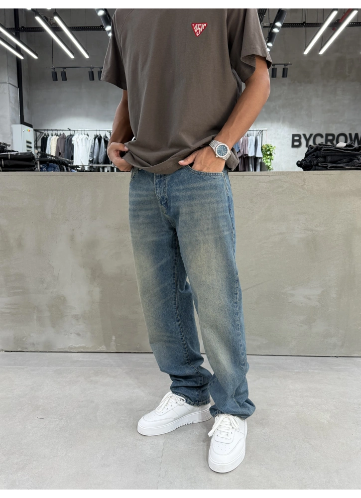 Eskitme Mavi Regular Baggy Jean