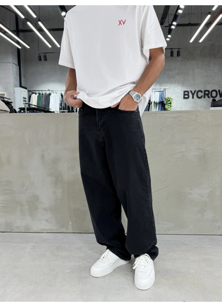 Siyah Loose Bol Kalıp Baggy Jean