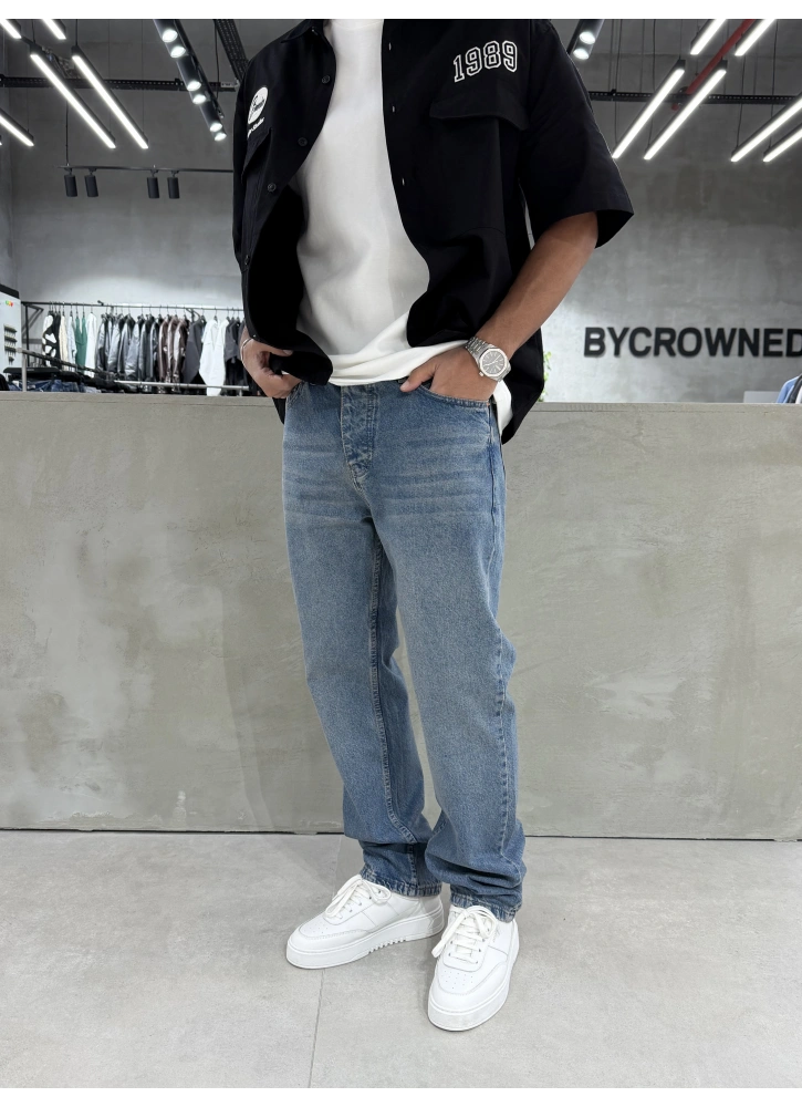 Mavi Yıkamalı Regular Baggy Jean