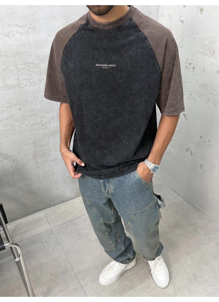 Barblock Siyah Yıkamalı Oversize T-shirt