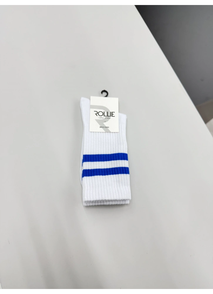 Mavi Çizgili Beyaz Çorap