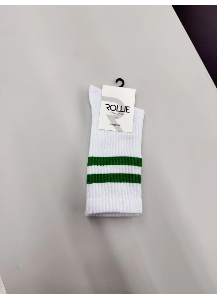 Yeşil Çizgili Beyaz Çorap
