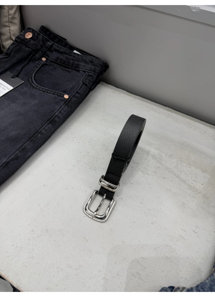 Siyah Silver Tokalı Kemer