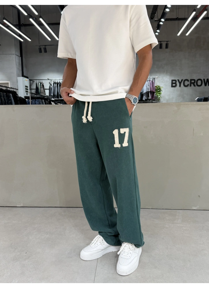 Yeşil 17 Yıkamalı Bol Kalıp Eşofman