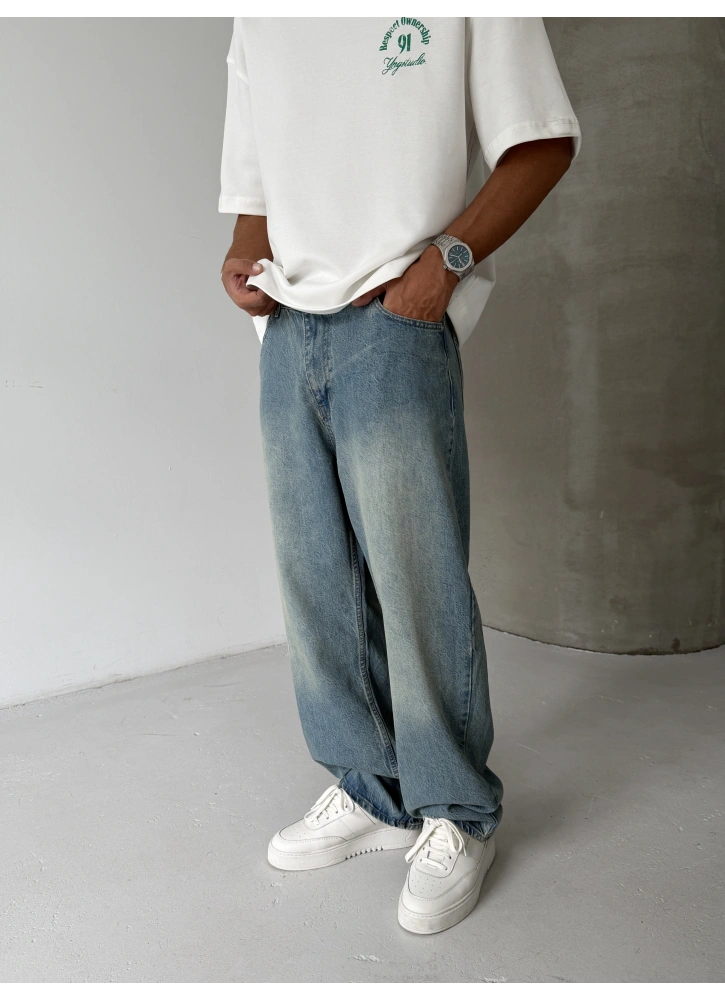 Mavi Eskitme Street Bol Kalıp Baggy Jean