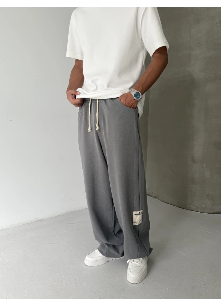 Antrasit Yıkamalı Bol Kalıp Baggy Eşofman