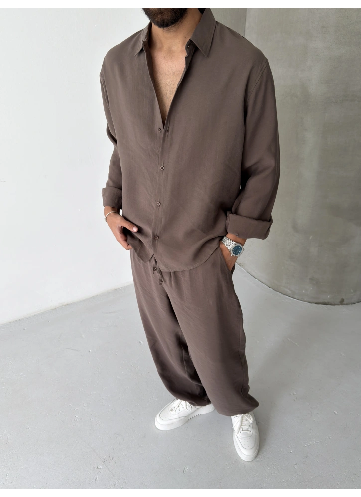 Kahve Premium Tensel Kumaş Takım