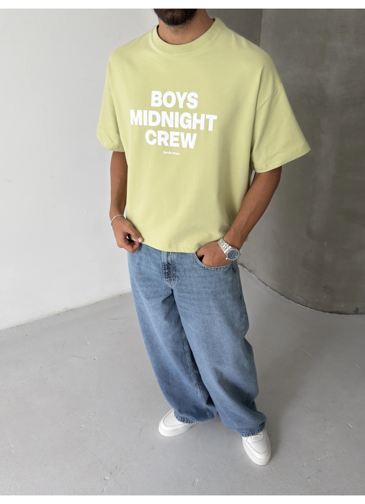 Yeşil Boys Crop Fit Oversize T-shirt