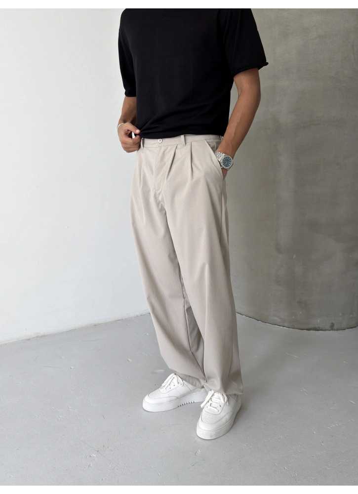 Krem Premium Casual Kumaş Baggy