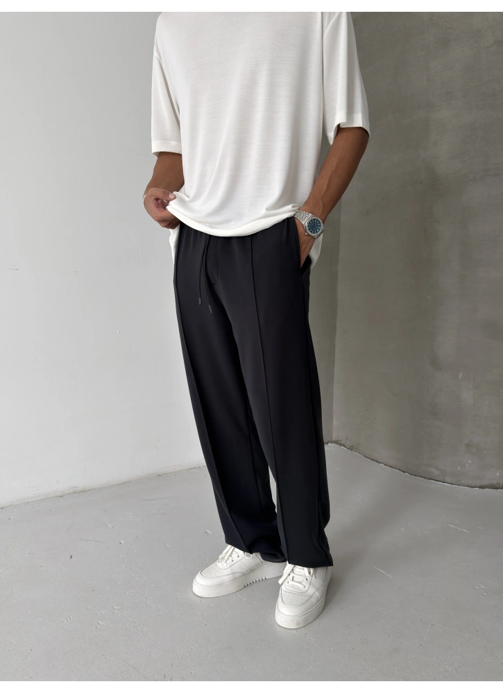 Siyah Modal Kumaş Baggy Eşofman