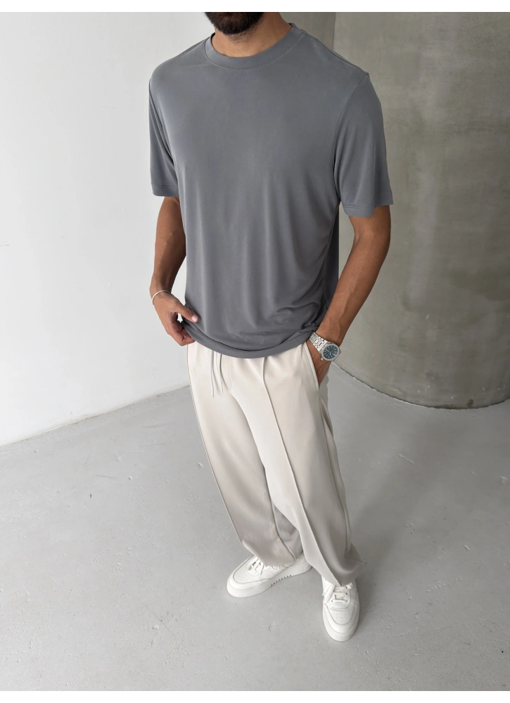 Gri Modal Kumaş Regular T-shirt