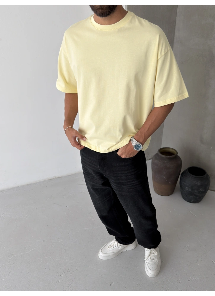 Sarı Boxy Oversize T-shirt