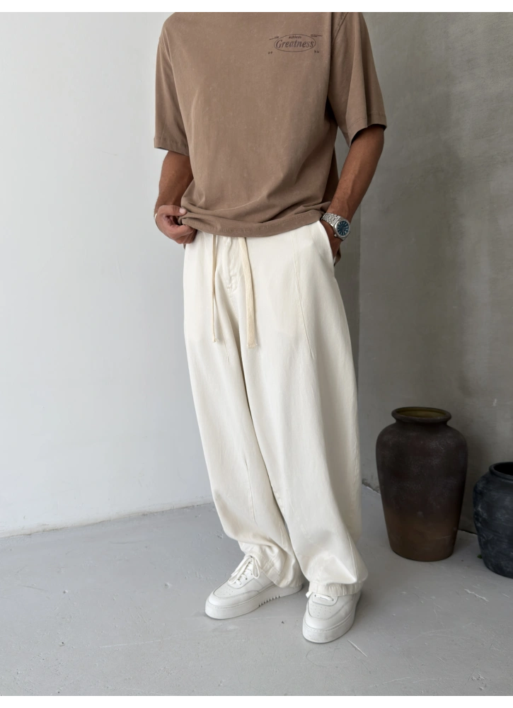 Krem Premium Pileli Süper Baggy