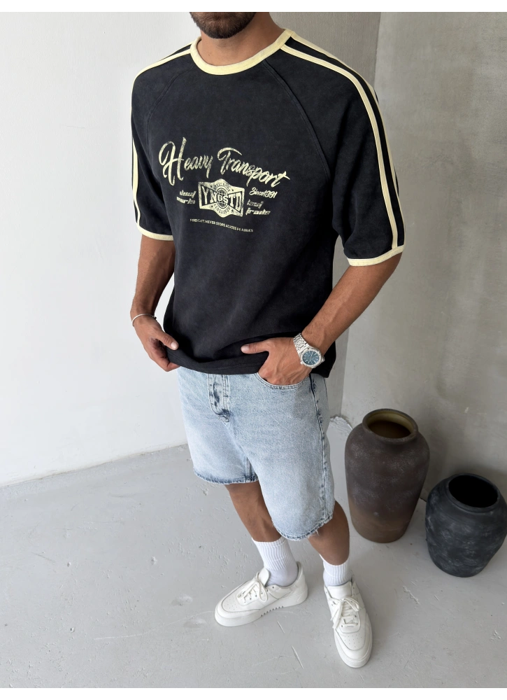 Siyah Heavy Baskılı Oversize T-shirt
