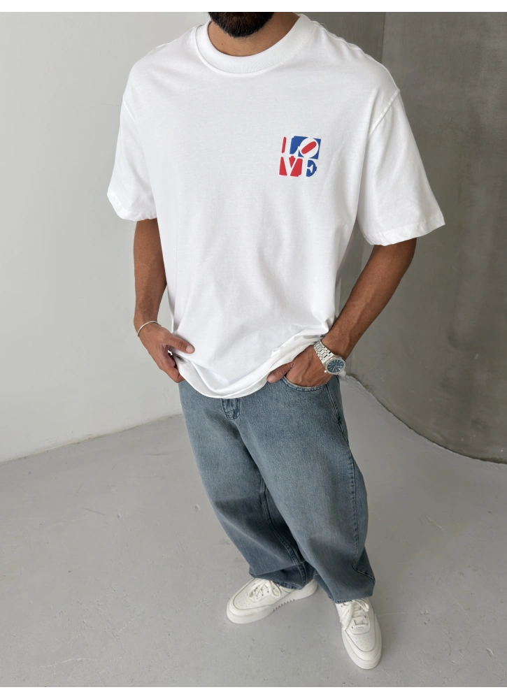 Beyaz Love Oversize T-shirt