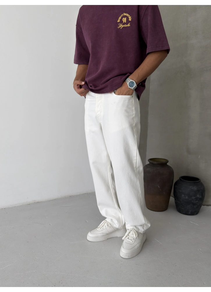 Beyaz Regular Baggy Jean