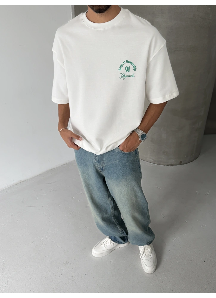 Beyaz Respect Oversize Tshirt