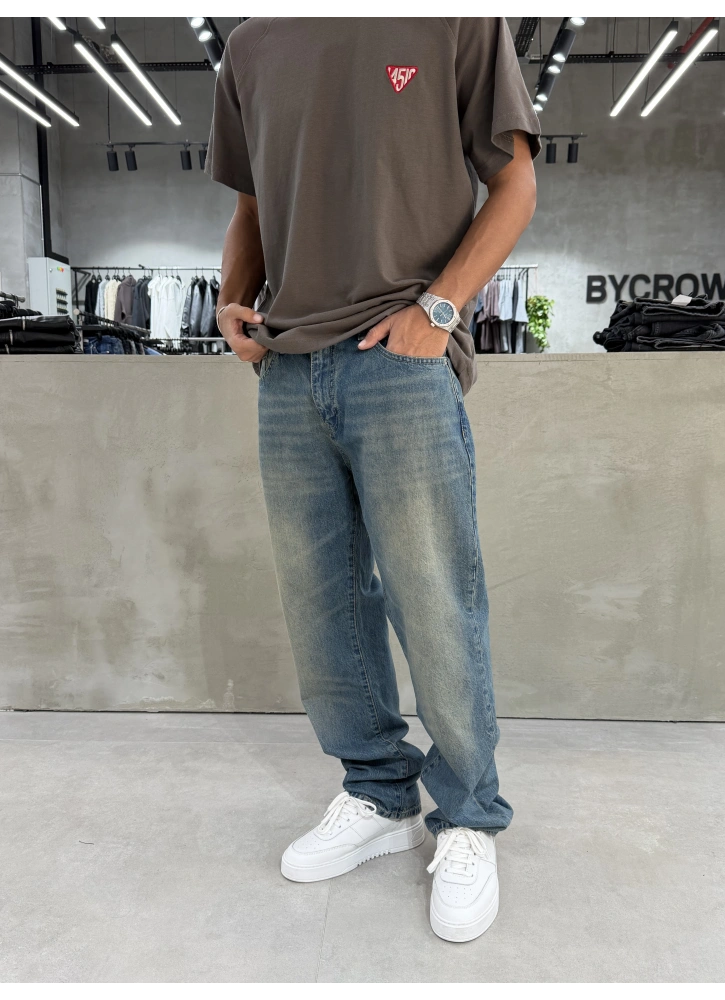 Eskitme Mavi Regular Baggy Jean