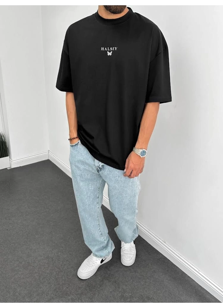 Halsey Baskı Detaylı Siyah T-Shirt