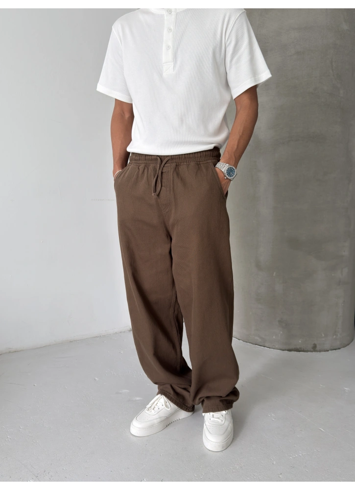 Kahve Gabardin Ekstra Bol Baggy Pantolon