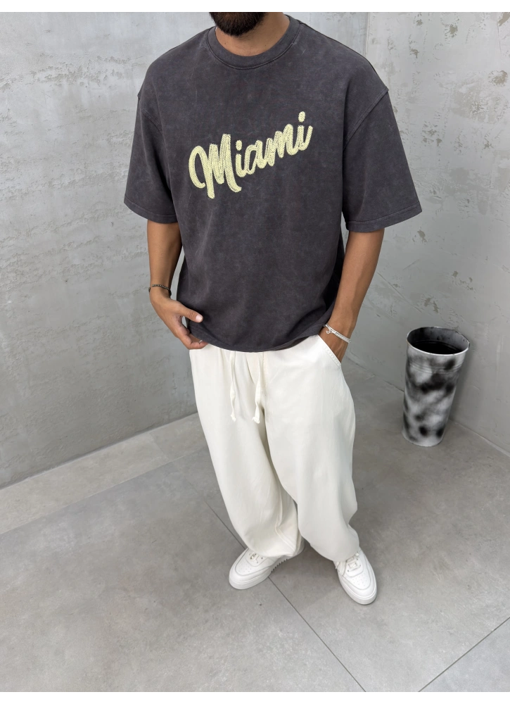 Kahve Yıkamalı Miami Oversize T-Shirt