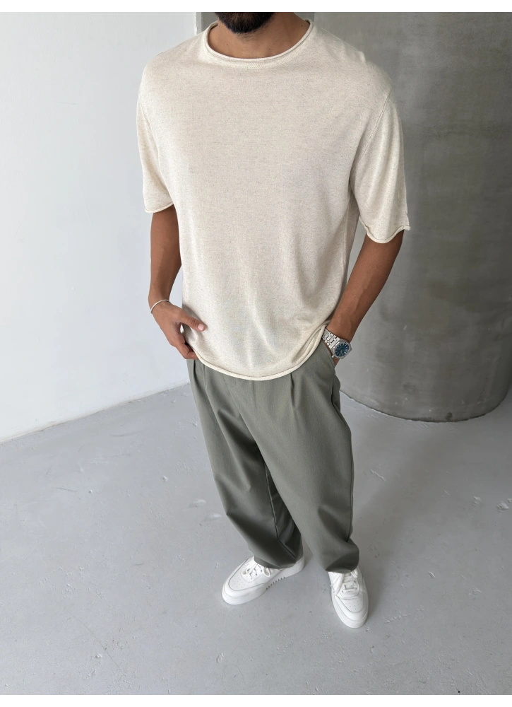Krem Keten Oversize T-shirt